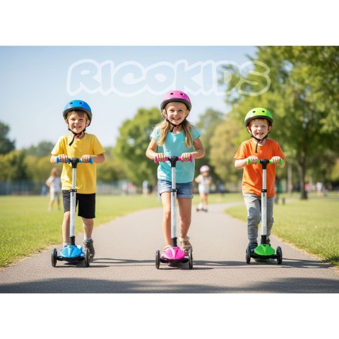 Hulajnoga trójkołowa dla dzieci balansowa świecąca w ciemności Ricokids Jelly - różowa