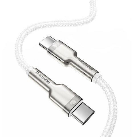 Kabel przewód USB-C Cafule Metal 100W 2m - biały