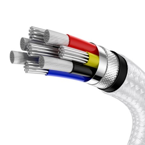 Kabel przewód USB-C Cafule Metal 100W 2m - biały