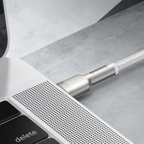 Kabel przewód USB-C Cafule Metal 100W 2m - biały