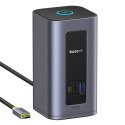 HUB stacja dokująca 12w1 USB-C do USB-C USB-A HDMI DisplayPort Rj45 - szara