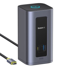 HUB stacja dokująca 12w1 USB-C do USB-C USB-A HDMI DisplayPort Rj45 - szara