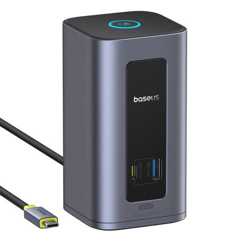 HUB stacja dokująca 12w1 USB-C do USB-C USB-A HDMI DisplayPort Rj45 - szara