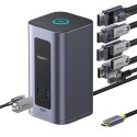 HUB stacja dokująca 12w1 USB-C do USB-C USB-A HDMI DisplayPort Rj45 - szara