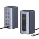 HUB stacja dokująca 12w1 USB-C do USB-C USB-A HDMI DisplayPort Rj45 - szara