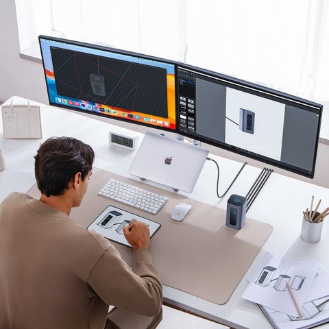 HUB stacja dokująca 12w1 USB-C do USB-C USB-A HDMI DisplayPort Rj45 - szara