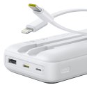 Powerbank 20000mAh 22.5W USB-A USB-C z wbudowanymi kablami USB-C iPhone Lightning - biały