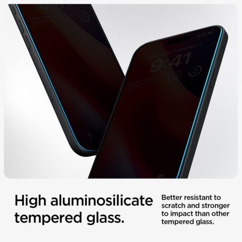 Szkło hartowane prywatyzujące na iPhone 15 / 16 z adapterem Glas.tR EzFit - 2 szt.