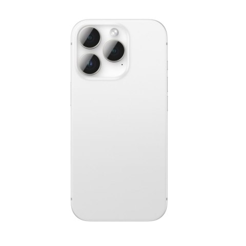 Szkło hartowane z ramką na soczewki aparatu do iPhone 16 Pro / 16 Pro Max - srebrne