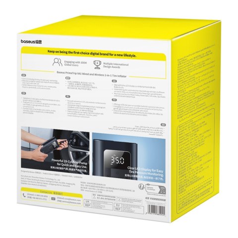 Kompresor do opon 2w1 z latarką i powerbankiem 6000mAh 75W - czarny