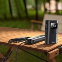 Kompresor do opon 2w1 z latarką i powerbankiem 6000mAh 75W - czarny