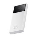 Powerbank 10000mAh USB-A USB-C z wyświetlaczem kablem 22.5W - biały