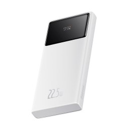 Powerbank 10000mAh USB-A USB-C z wyświetlaczem kablem 22.5W - biały