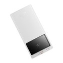 Powerbank 10000mAh USB-A USB-C z wyświetlaczem kablem 22.5W - biały