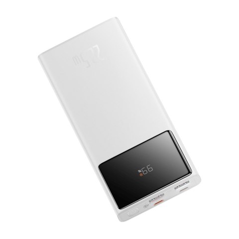 Powerbank 10000mAh USB-A USB-C z wyświetlaczem kablem 22.5W - biały