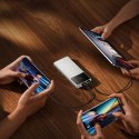 Powerbank 10000mAh USB-A USB-C z wyświetlaczem kablem 22.5W - biały