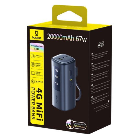 Powerbank 20000mAh USB-A USB-C z funkcją Wi-Fi 67W - czarny