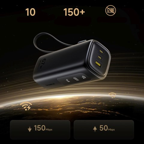 Powerbank 20000mAh USB-A USB-C z funkcją Wi-Fi 67W - czarny