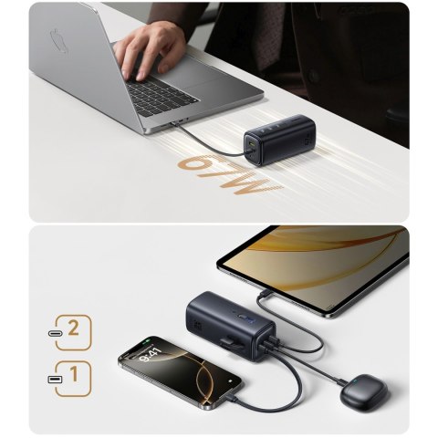Powerbank 20000mAh USB-A USB-C z funkcją Wi-Fi 67W - czarny