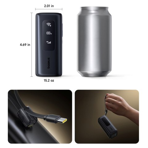 Powerbank 20000mAh USB-A USB-C z funkcją Wi-Fi 67W - czarny