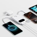 Powerbank 20000mAh USB-A USB-C z wyświetlaczem i 2 wbudowanymi kablami 45W - biały