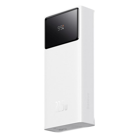 Powerbank 20000mAh USB-A USB-C z wyświetlaczem kablem 22.5W - biały
