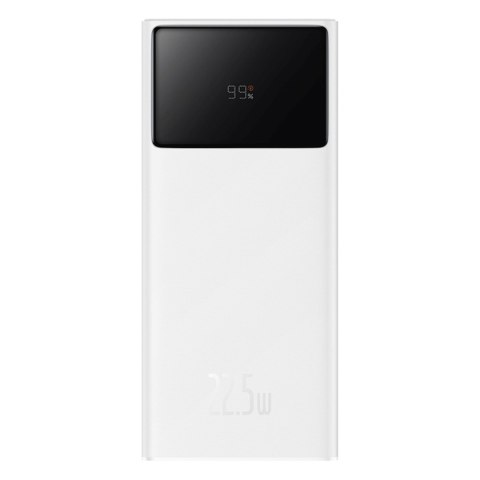 Powerbank 20000mAh USB-A USB-C z wyświetlaczem kablem 22.5W - biały