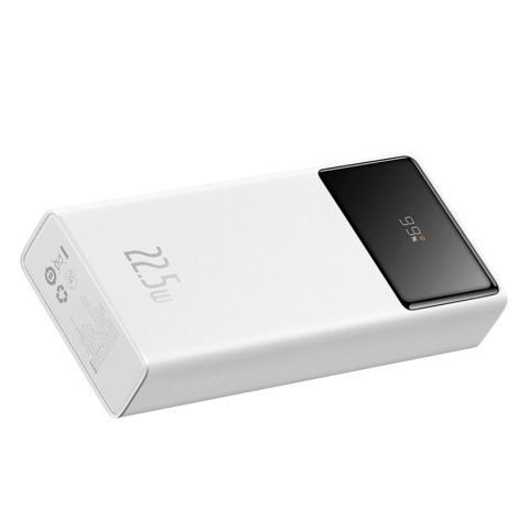 Powerbank 20000mAh USB-A USB-C z wyświetlaczem kablem 22.5W - biały