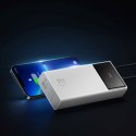 Powerbank 20000mAh USB-A USB-C z wyświetlaczem kablem 22.5W - biały