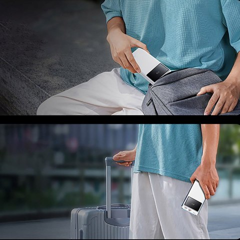 Powerbank 20000mAh USB-A USB-C z wyświetlaczem kablem 22.5W - biały