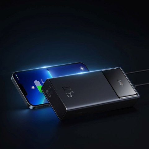 Powerbank 20000mAh USB-A USB-C z wyświetlaczem kablem 22.5W - czarny