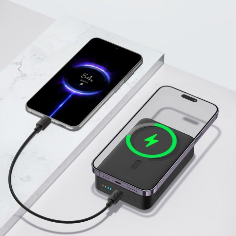 Powerbank magnetyczny 20000mAh 20W EnerFill FM41 z kablem USB-C 30cm - czarny