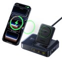 Stacja ładująca 5w1 bezprzewodowa USB-A USB-C ze zwijanym kablem Qi2 160W - czarna