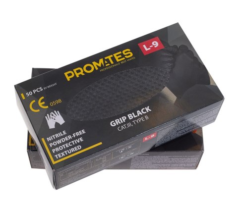 RĘKAWICE NITRYLOWE WZMAC. PROMATES GRIP BLACK M OP. 50SZT