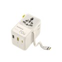 Adapter podróżny 6w1 ze zwijanym kablem USB-C 70W - biały