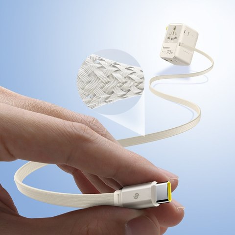 Adapter podróżny 6w1 ze zwijanym kablem USB-C 70W - biały