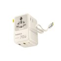 Adapter podróżny 6w1 ze zwijanym kablem USB-C 70W - biały