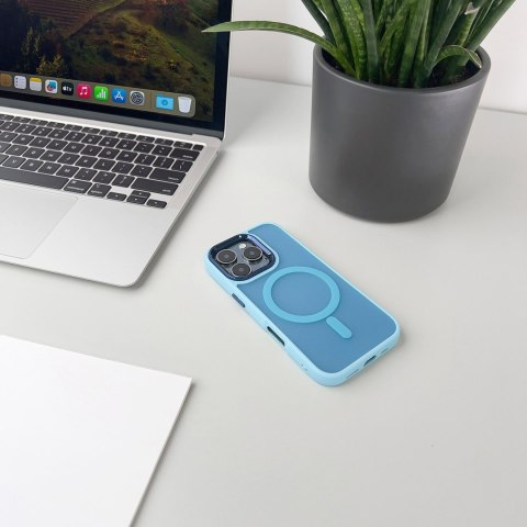 Etui case na iPhone 16 Magnetic Collection MagSafe - jasnoniebieski