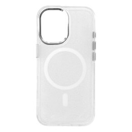 Etui pokrowiec na iPhone 16 Glitter Case MagSafe - białe z brokatem