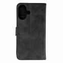 Etui pokrowiec na iPhone 16 Leather Book Case - czarny