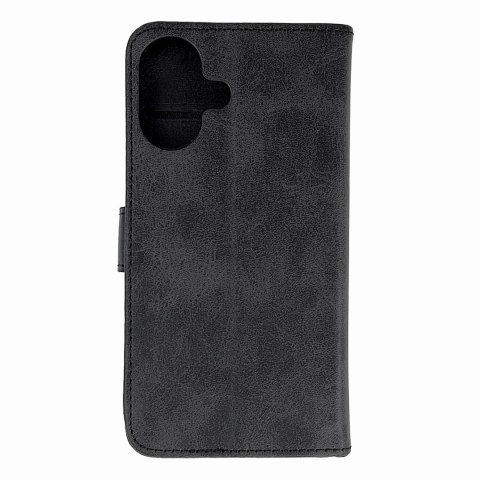 Etui pokrowiec na iPhone 16 Leather Book Case - czarny