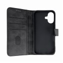 Etui pokrowiec na iPhone 16 Leather Book Case - czarny
