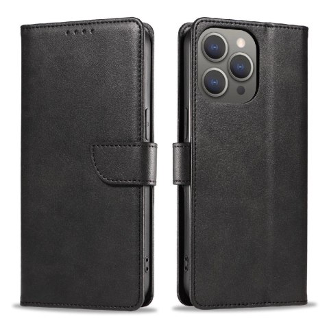 Etui pokrowiec na iPhone 16 Leather Book Case - czarny