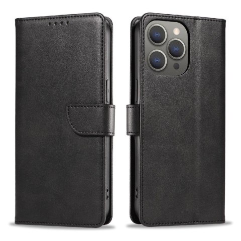 Etui pokrowiec na iPhone 16 Pro Leather Book Case - czarny