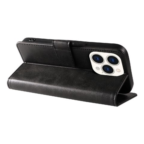 Etui pokrowiec na iPhone 16 Pro Leather Book Case - czarny