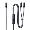 Kabel przewód 2w1 USB-C - 2x USB-C 140W 1.5 m - czarny