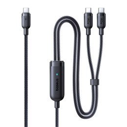 Kabel przewód 2w1 USB-C - 2x USB-C 140W 1.5 m - czarny