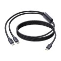 Kabel przewód 2w1 USB-C - 2x USB-C 140W 1.5 m - czarny