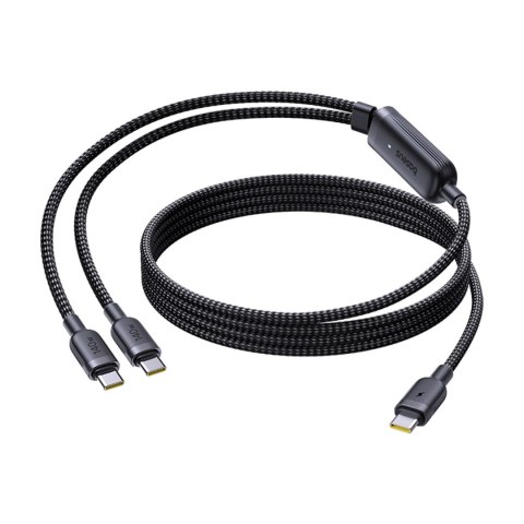 Kabel przewód 2w1 USB-C - 2x USB-C 140W 1.5 m - czarny