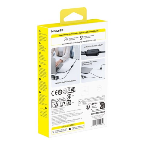 Kabel przewód 2w1 USB-C - 2x USB-C 140W 1.5 m - czarny